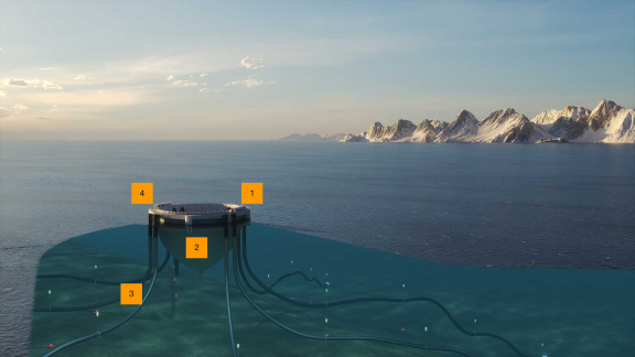 image of Aker Solutions closed aquaculture system with key components